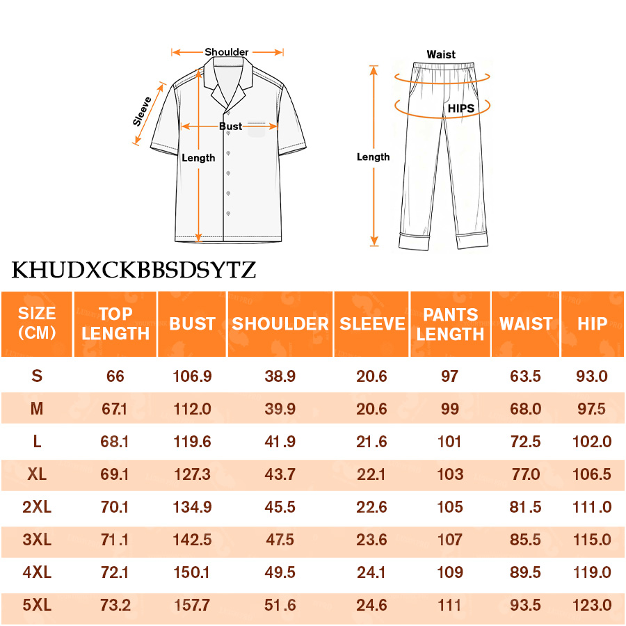 AOP KHU Short Sleeve & Long Pant Satin Trim Pajama Set