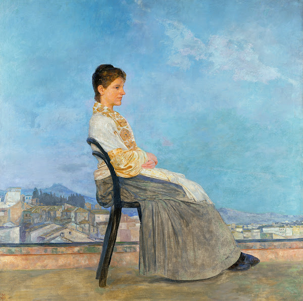 Portrait of a Roman Woman on a Flat Roof in Rome 1891