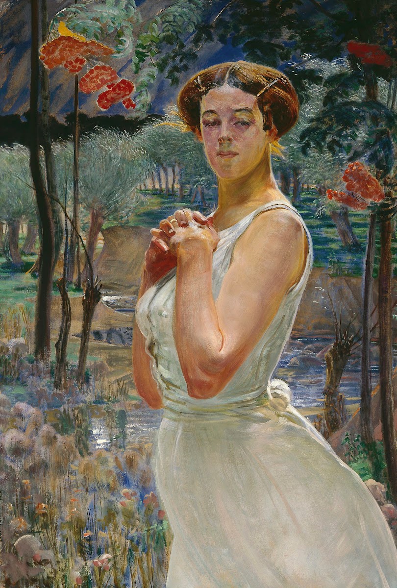 Portrait of a woman against a rowanberry grove 1917