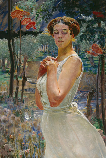 Portrait of a woman against a rowanberry grove 1917