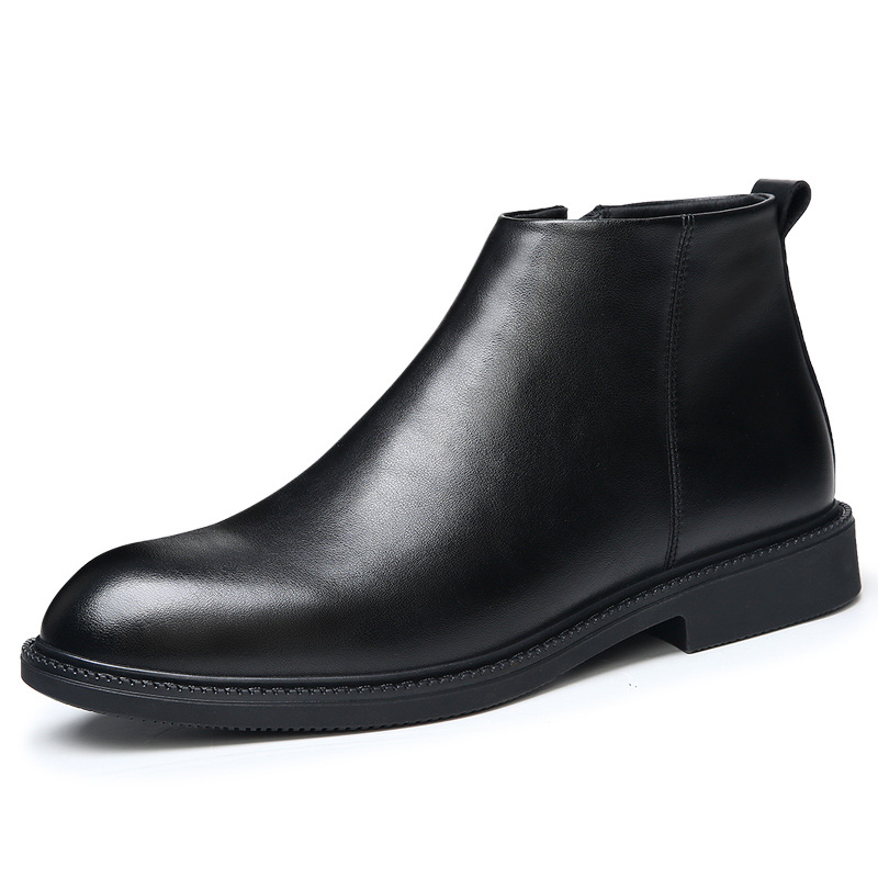 Herren-Chelsea-Stiefel, Echtleder, gefüttert, warm