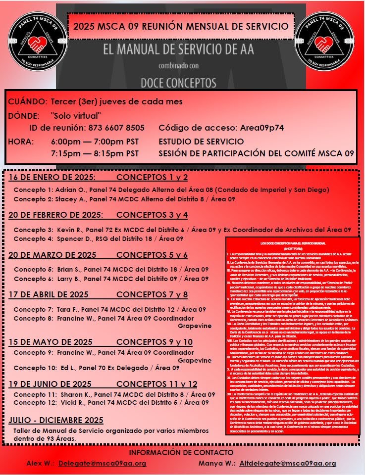 Flyer: 2025 MSCA 09 Monthly Service Study and Committee Sharing – 1/16 (2)