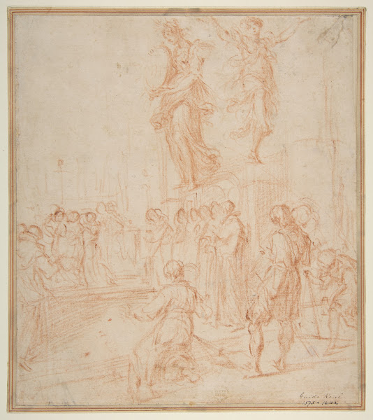 Figure Studies Woman holding a Shield a Dancing Female and a Priest Supported at