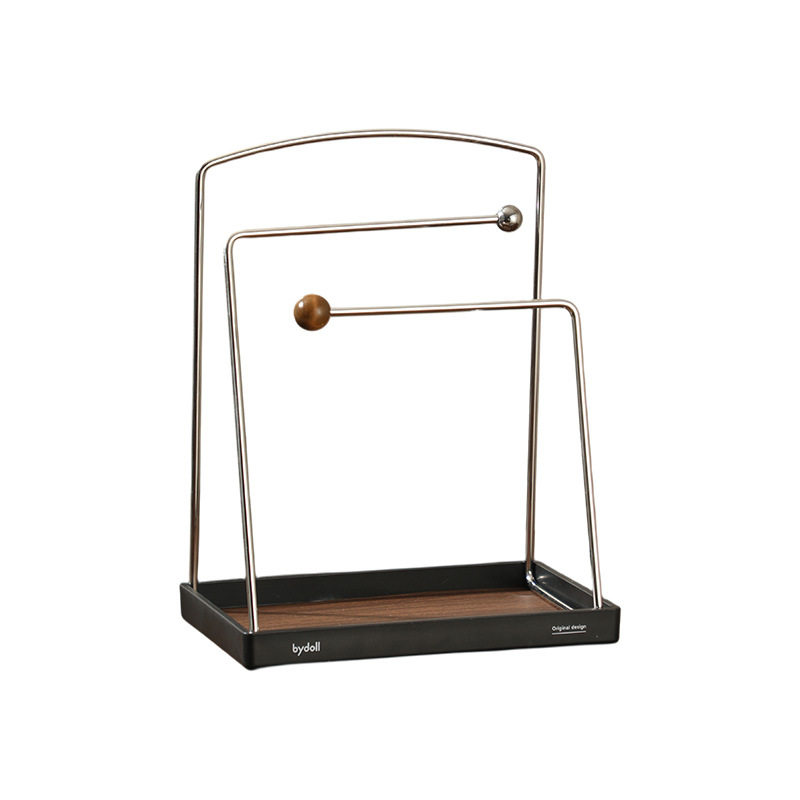 Narrow kitchen shelf for dish towels, stainless steel