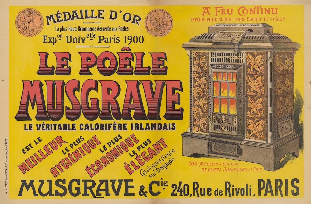Le poêle MUSGRAVE le véritable calorifère irlandais 1901