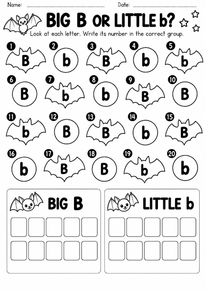 Bat Uppercase and Lowercase B Worksheet