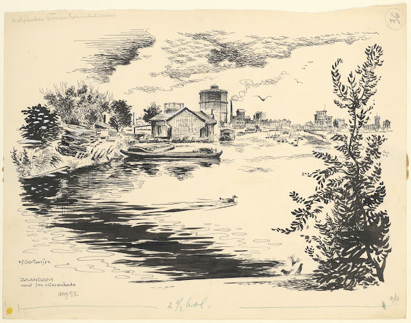 Gezicht op Zaandam vanaf de Jan van Goyenkade 1952