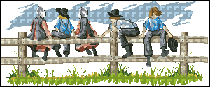 DIM00119 Amish Life Fence Sitting