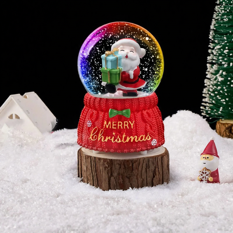 Christmas snow globe with light and music