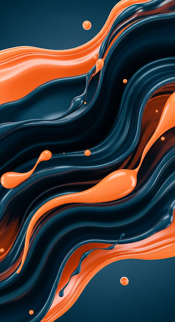 Orange Blue Liquid Abstract Flow - Free mobile Wallpaper