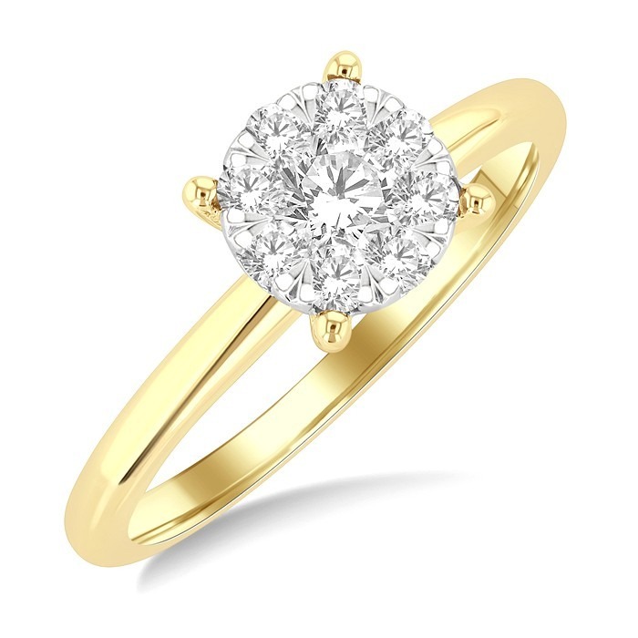 Round Shape Lovebright Diamond Engagement Ring 155G3DHFGYW-RD