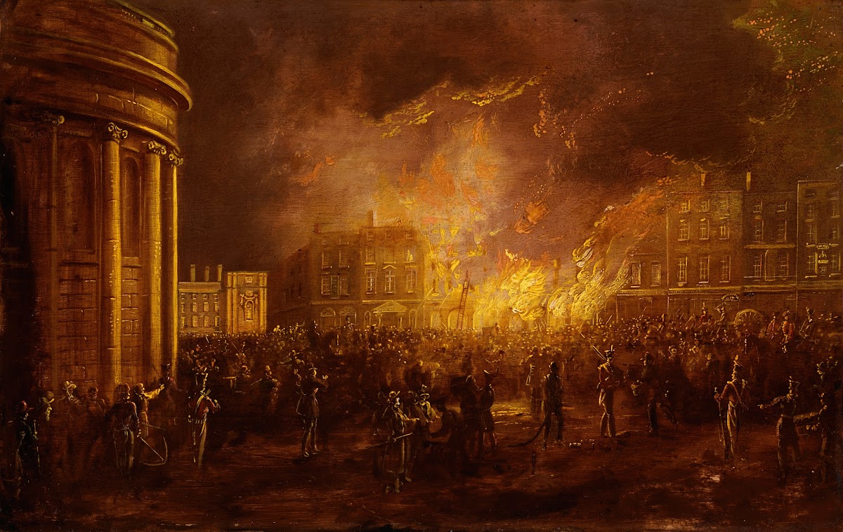 The Burning of the Arcade in College Green Dublin 1837