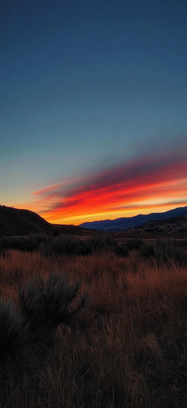 Sunset Over Mountain Grasslands - Landscape Photography iPhone Wallpaper (736x1600)
