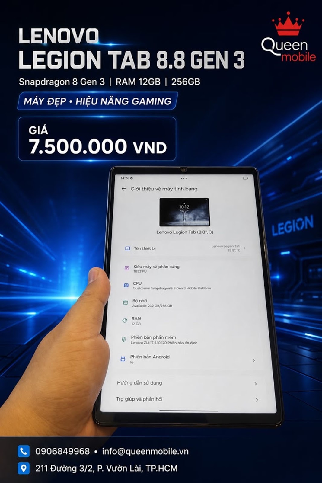 .     – TABLET GAMING NHỎ GỌN, HIỆU NĂNG CỰC KHỦNG 

 Giá bán 7.500.000 VND

...