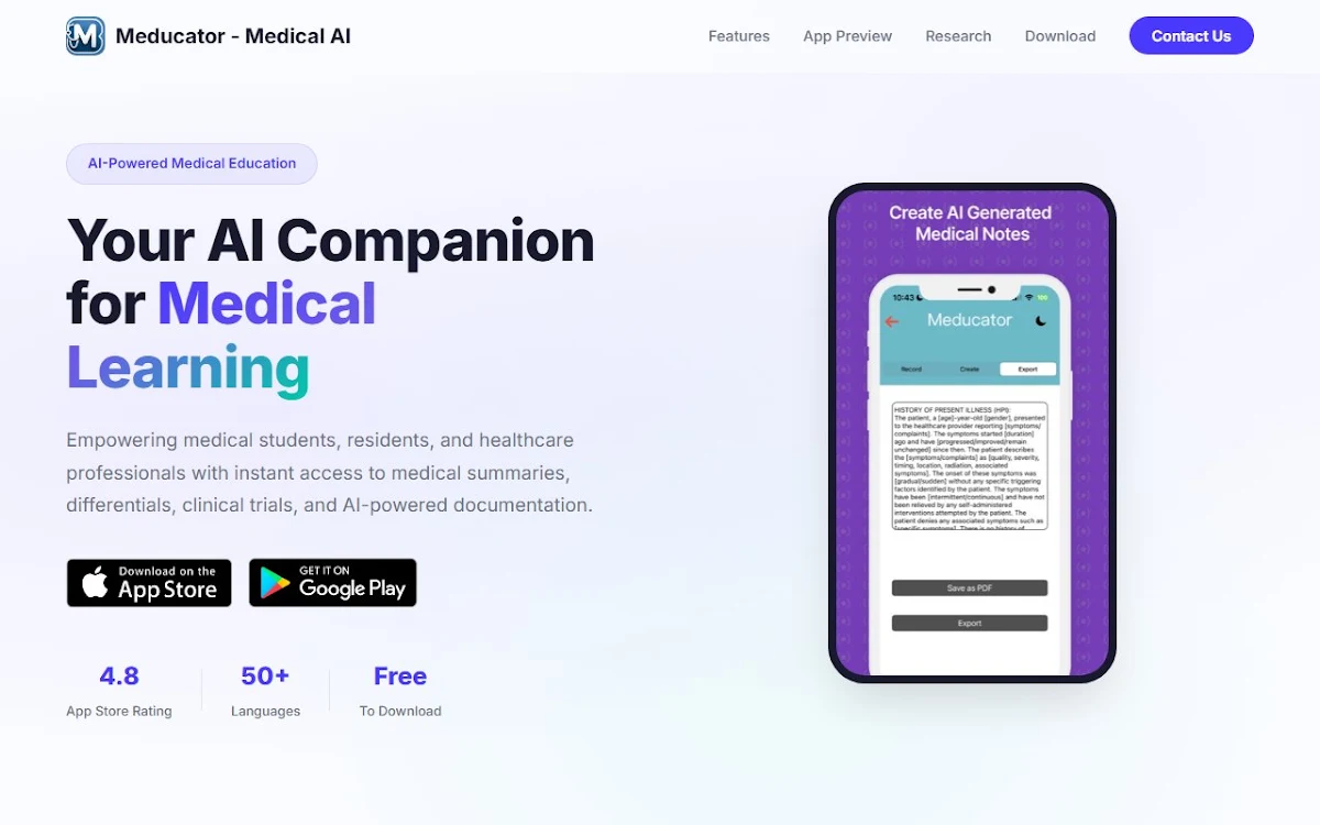 Captura de Meducator - Medical AI
