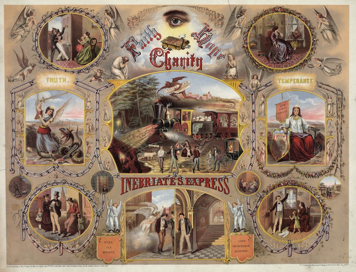 Faith hope charity Inebriates express 1870