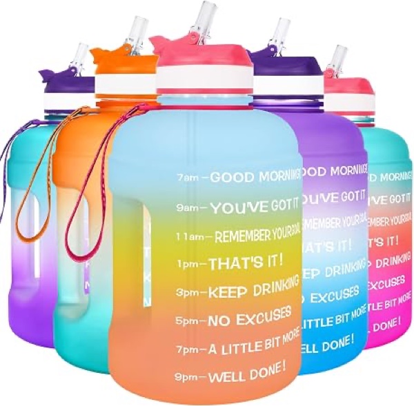 BuildLife Botella de Agua Grande de 2.2 Litros con Asa Resistente