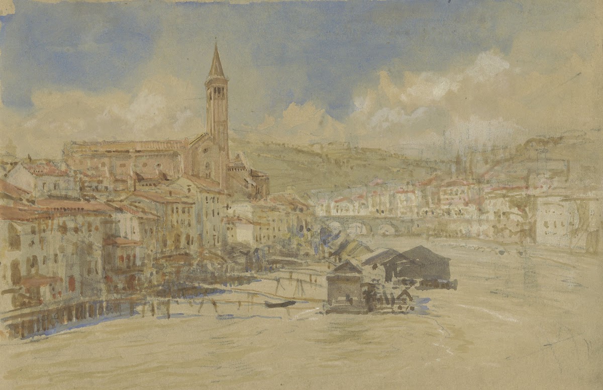Gezicht op S Anastasia te Verona over de Adige 1829   1900