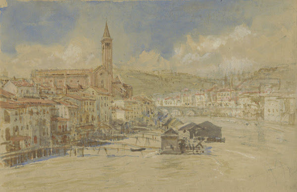 Gezicht op S Anastasia te Verona over de Adige 1829   1900