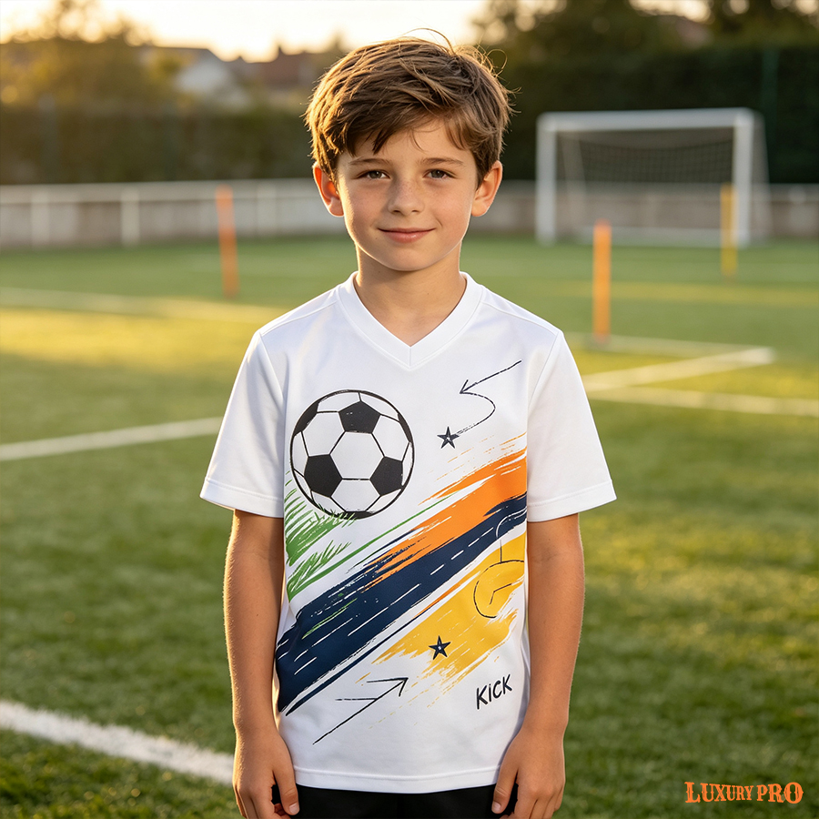 AOP MEG Children's Football V-neck Short Sleeve