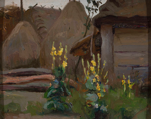 Landscape study  Mulleins in front of a cottage 1903