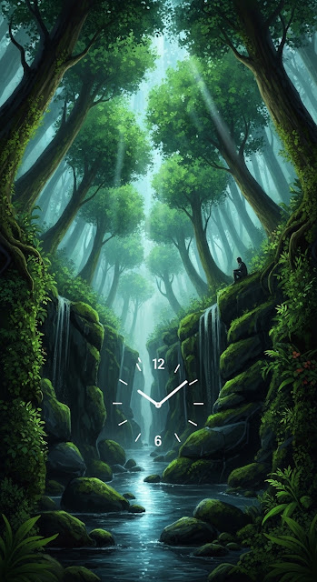 Enchanted Forest Stream with Ethereal Light Rays - Free mobile Wallpaper