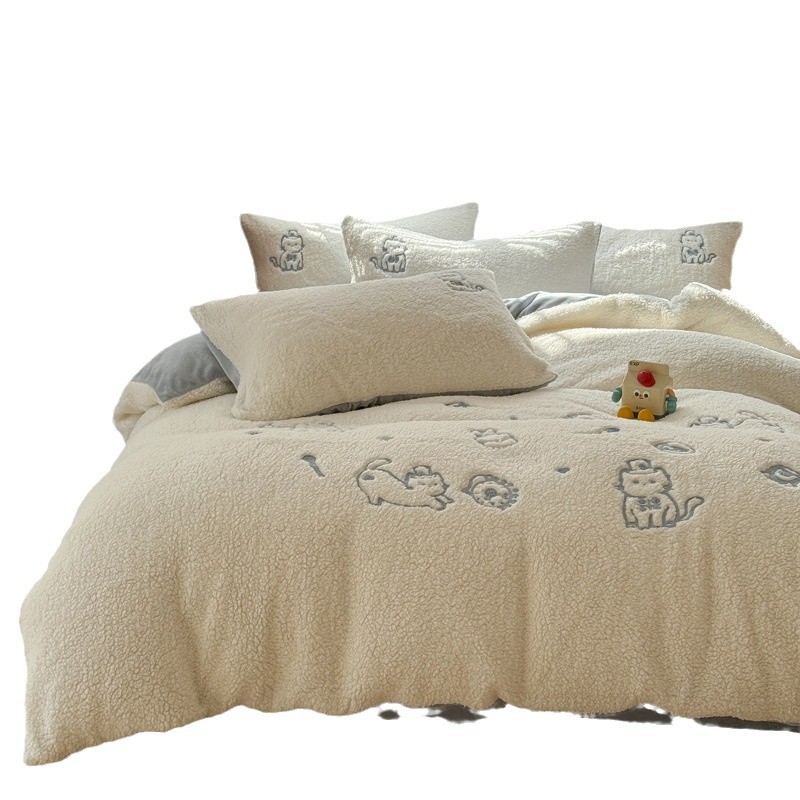 Winter-Bettwäsche-Set aus Milchfaser-Fleece, 4-teilig