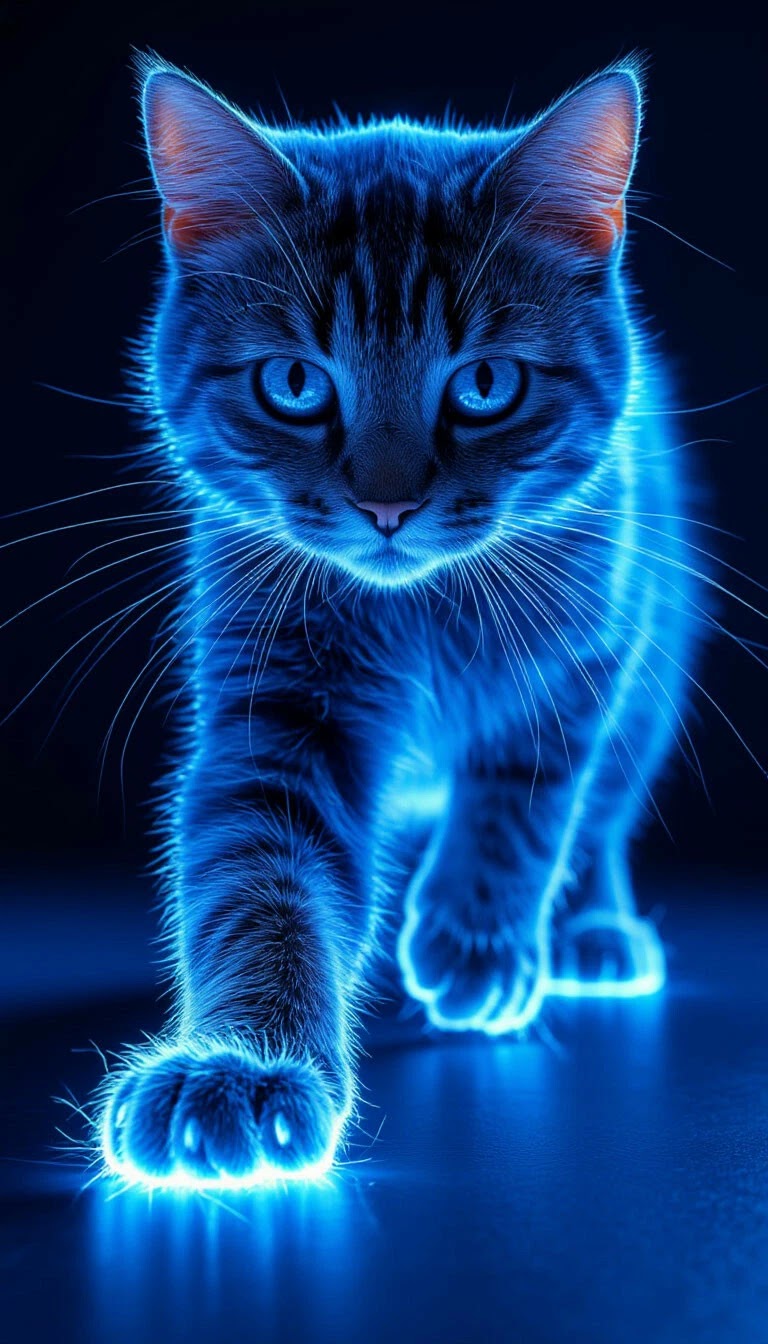 Glowing Cat in a Magical Scene