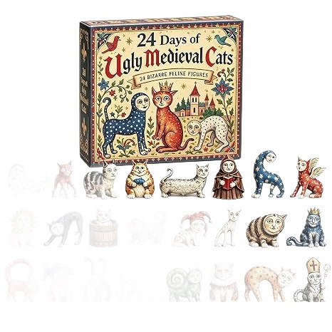 Retro Advent Calendar with Cat Figures, 24 Days