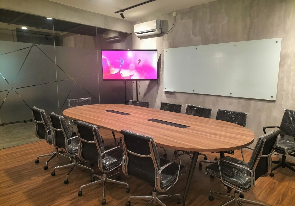 Soket listrik dan jalur kabel terintegrasi pada meja meeting modern COCOUP