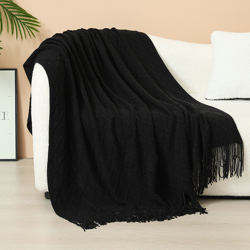 Nordic Knitted Blanket with Fringes, Acrylic, 127x180cm or 130x230cm