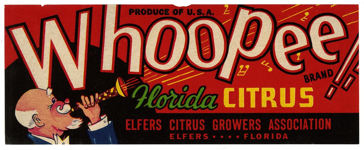Whoopee Brand Florida Citrus Label 1930 1950