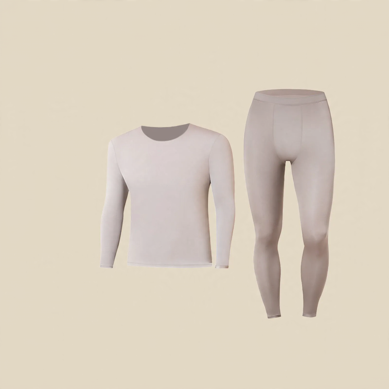 Men's Thermal Underwear Set, Seamless, Plain, Round Neck