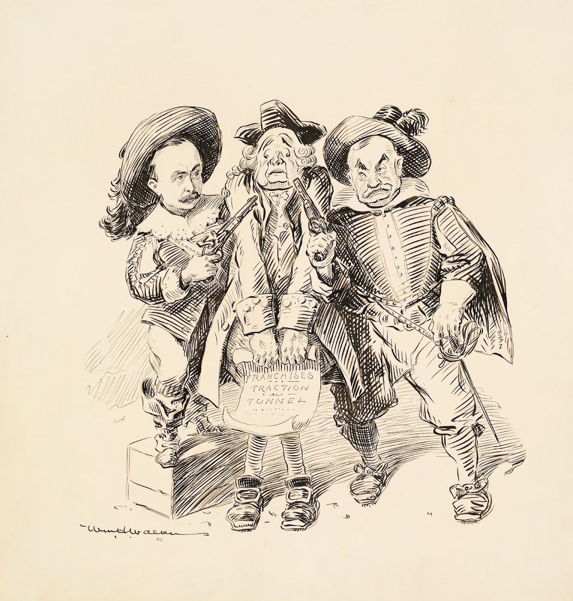 Two men Gelmont and Ryan hold an older man at gunpoint 1907