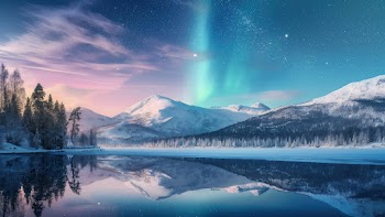 Winter Mountains Lake Wallpaper