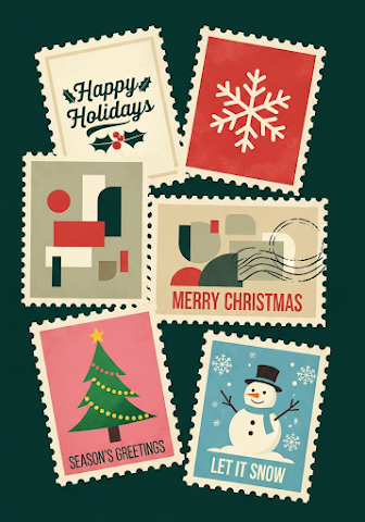 Retro Holiday Postage Stamps