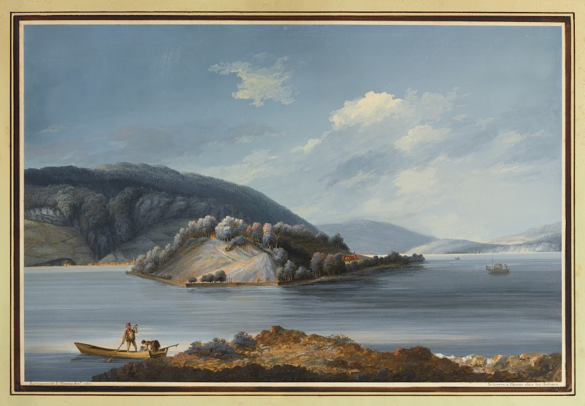 Vue de lIsle de St Pierre sur le Lac de Bienne