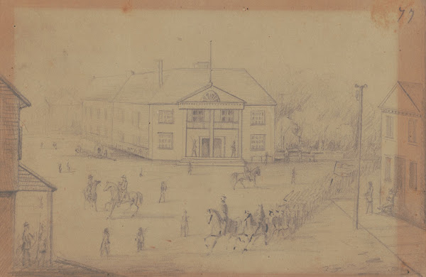 Court House in Corinth Miss 32nd Regt IV entering Corinth 1862
