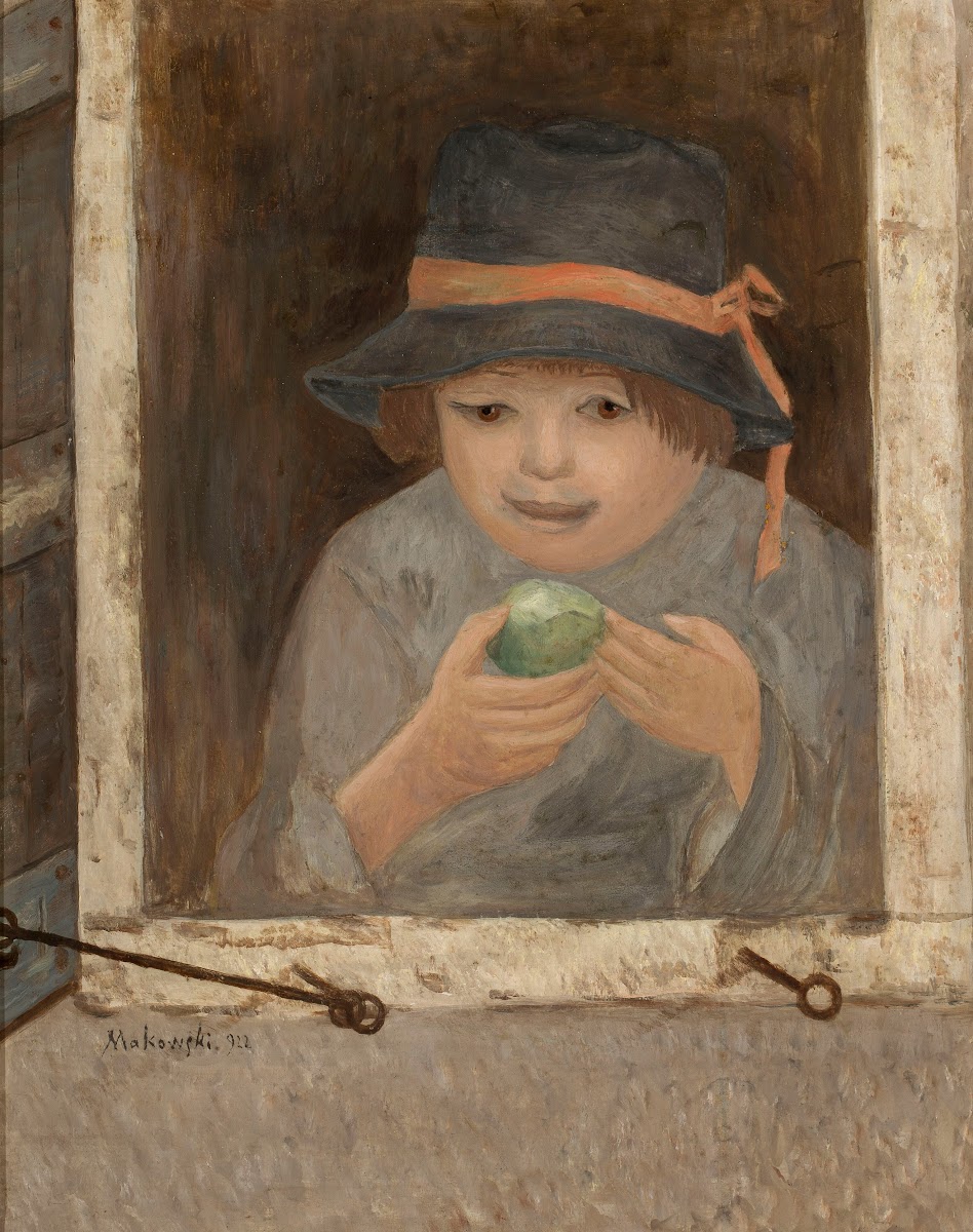 Dziewczyna z jabłkiem w oknie 1922