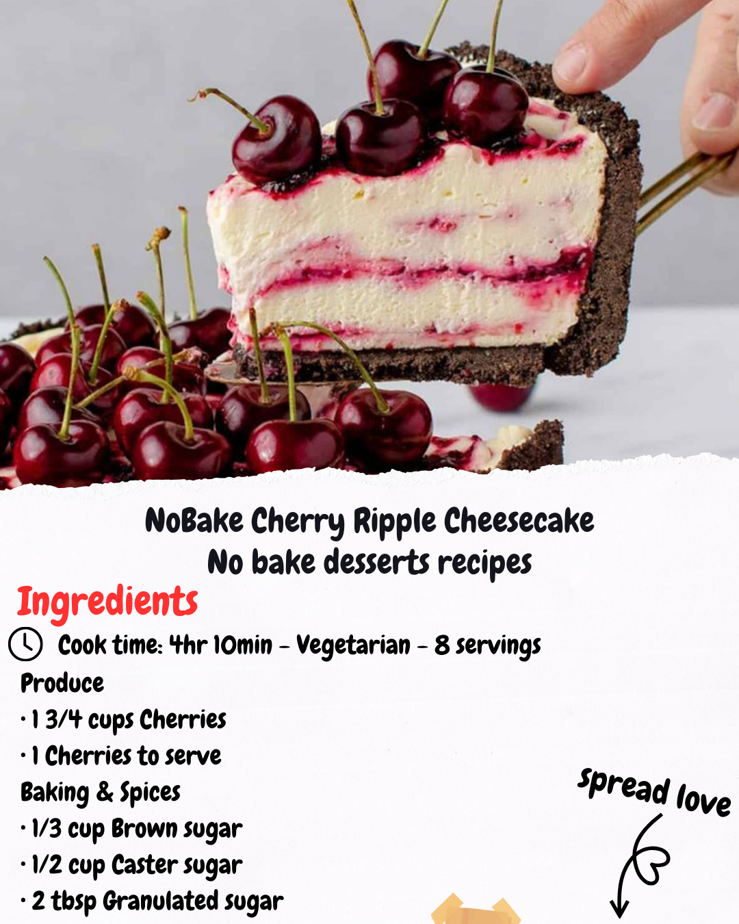 NoBake Cherry Ripple Cheesecake No bake desserts recipes