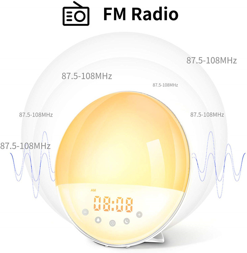LED Daylight Alarm Clock with Sunrise Simulation and FM Radio
