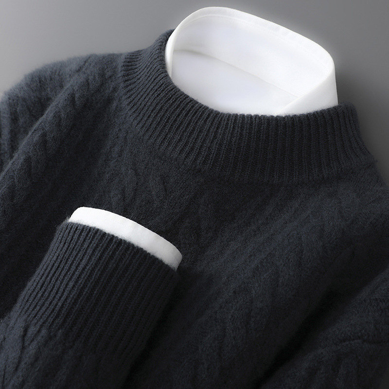 Men's Wool Sweater, 100% Wool, Stand Collar, Loose