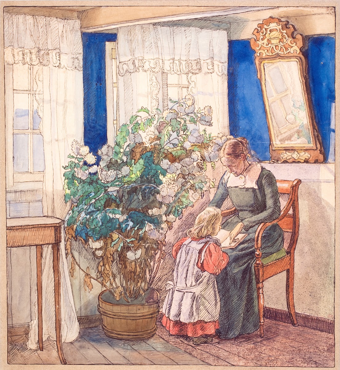 Moder og barn ser billeder Anna og Hans Syberg 1895   1896