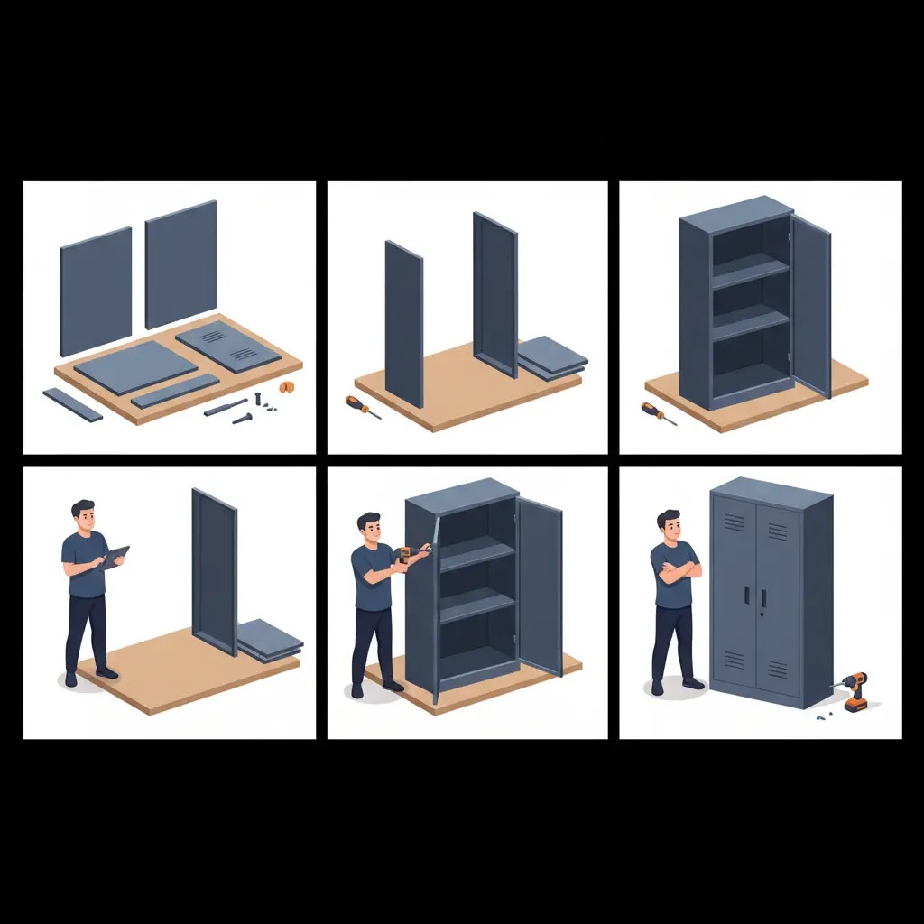 Langkah mudah merakit lemari kabinet besi knockdown