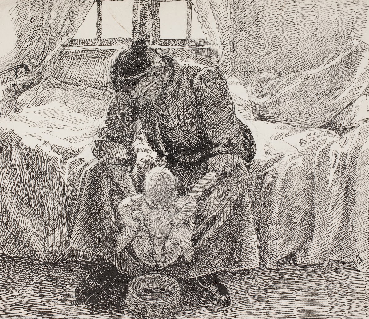 Kunstnerens hustru der holder sit barn frem 1894   1895