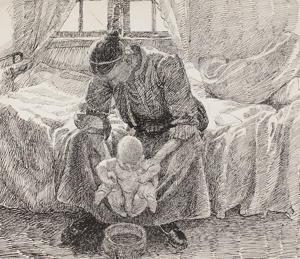 Kunstnerens hustru der holder sit barn frem 1894   1895