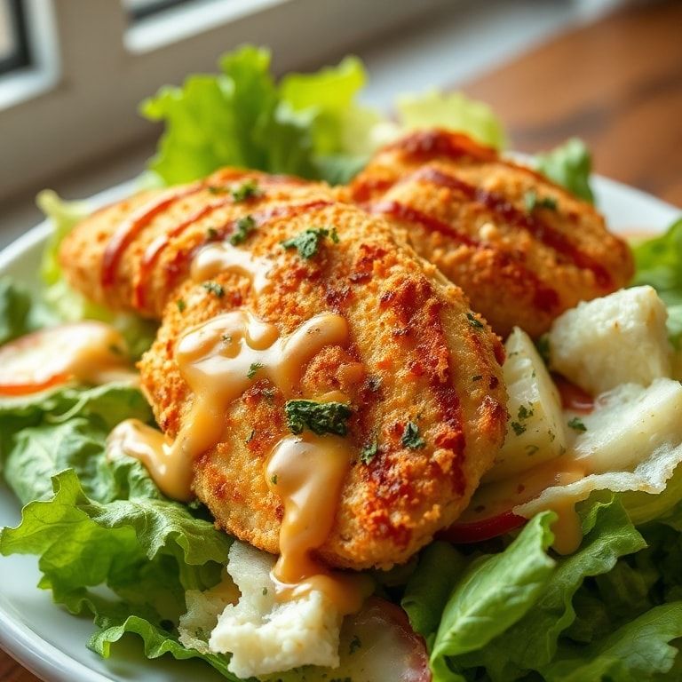 Extra Crispy Chicken Caesar Salad Recipe for Dinner: Quick & Crispy Dinner Delight finished