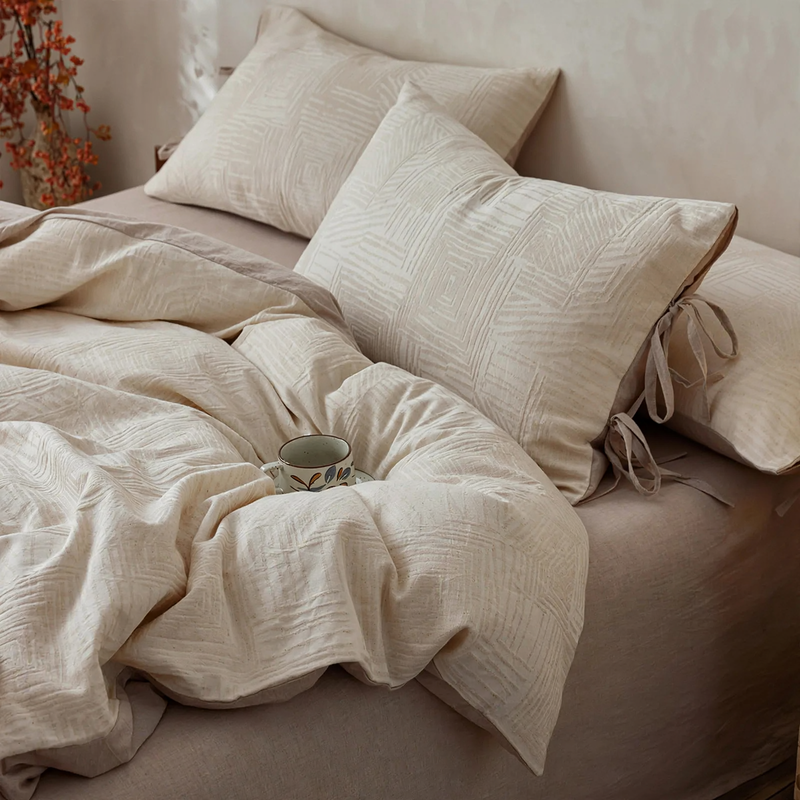 Cotton-Linen Bedding Set, 4 Pieces