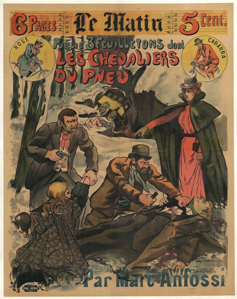 Le Matin publie 3 feuilletons dont les Chevaliers du pneu par Marc Anfossi 1900