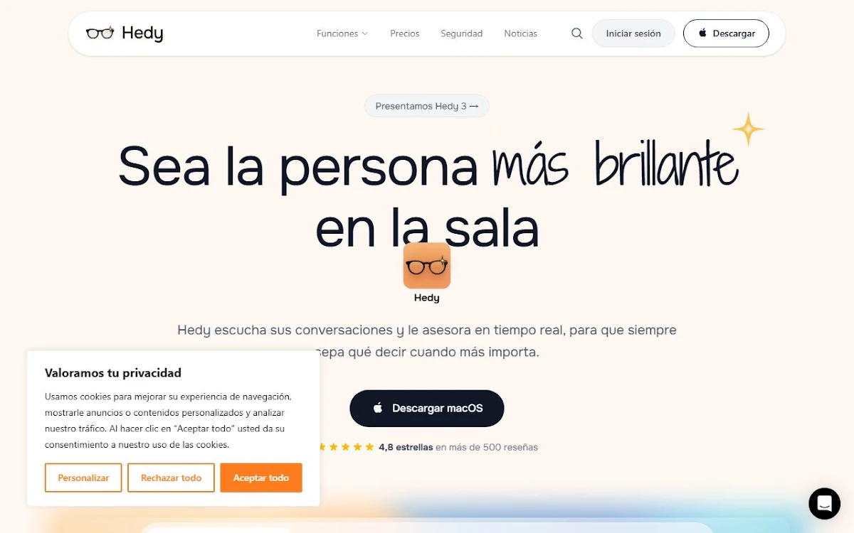 Captura de Hedy 2.0 MacOS App